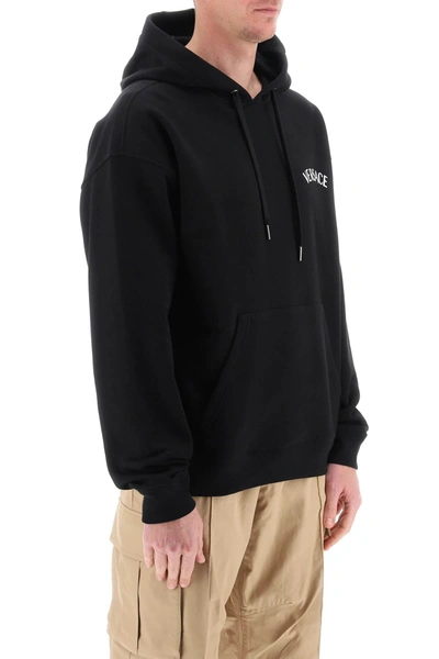 Shop Versace Milano Stamp Hoodie Men In Black