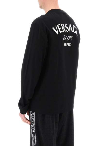 Shop Versace Milano Stamp Long-sleeved T-shirt Men In Black