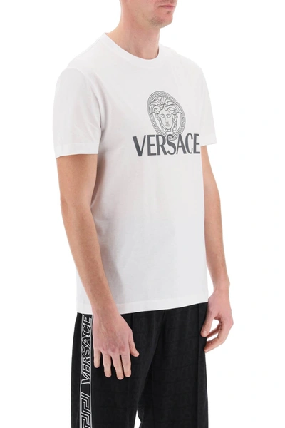 Shop Versace T-shirt With Medusa Print Men In White