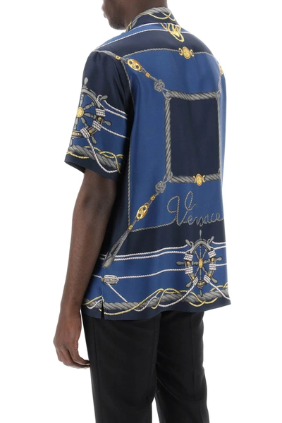 Shop Versace Nautical Bowling Shirt Men In Blue