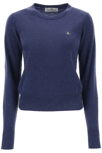 Shop Vivienne Westwood Bea Cardigan With Logo Embroidery Women In Blue