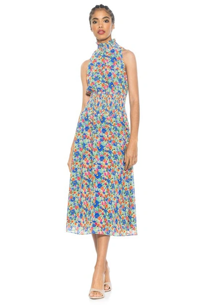 Shop Alexia Admor Landry Sleeveless Fit & Flare Midi Dress In Blue Floral