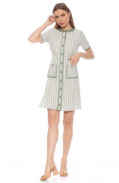 Shop Alexia Admor Brecken Stripe Linen Dress In Green Stripe