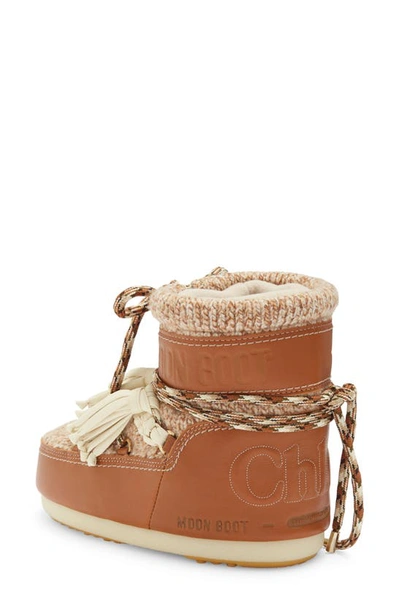 Shop Chloé X Moon Boot Genuine Shearling Ankle Boot In Luminous Ochre