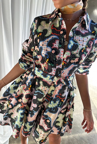 Never Fully Dressed Black Magnolia Lauren Mini Shirt Dress