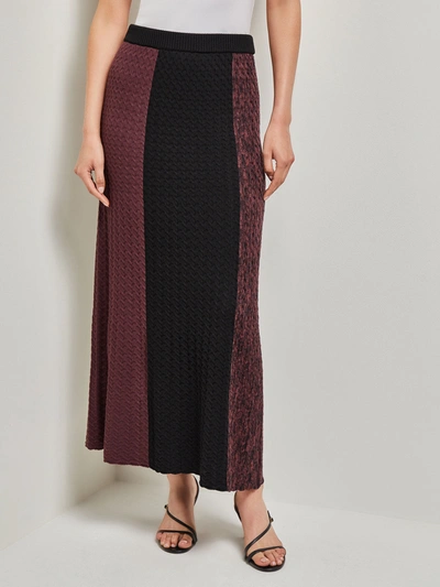 Shop Misook Colorblock Cable Knit Midi Skirt In Red