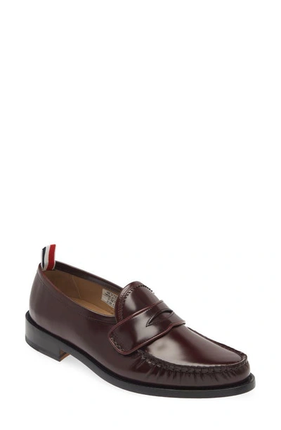 Shop Thom Browne Varsity Penny Loafer In Burgundy