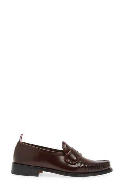 Thom Browne Varsity Penny Loafer In Burgundy