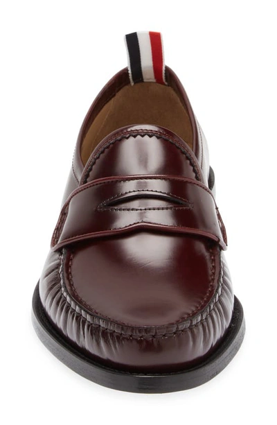 Thom Browne Varsity Penny Loafer In Burgundy