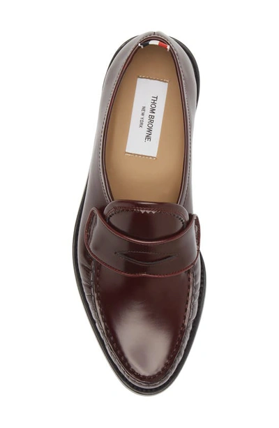 Thom Browne Varsity Penny Loafer In Burgundy