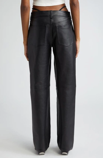 Shop Alexander Wang G-string Detail Leather Five-pocket Pants In Black