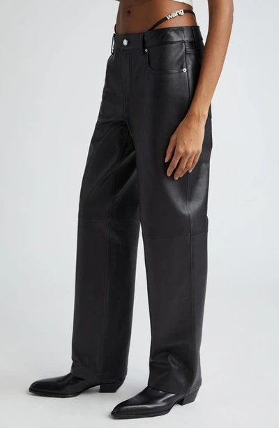 Shop Alexander Wang G-string Detail Leather Five-pocket Pants In Black