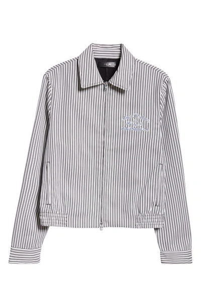 Shop Amiri Motors Stripe Cotton Blouson Jacket In Black/ White