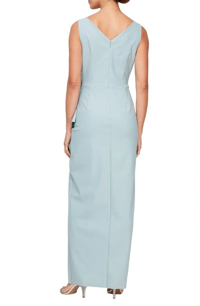 Shop Alex Evenings Embellished Side Drape Column Formal Gown In Ice Sage