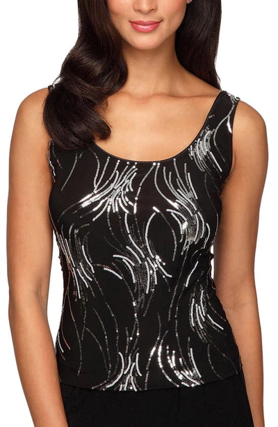 Alex Evenings Petite 2-pc. Sequined Twinset In Black Silver