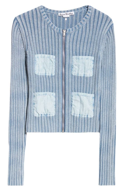 Shop Acne Studios Koncrete Gummy Pocket Cardigan In Dusty Blue