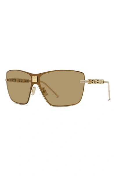 Shop Givenchy 4gem Rectangular Sunglasses In Shiny Endura Gold / Brown