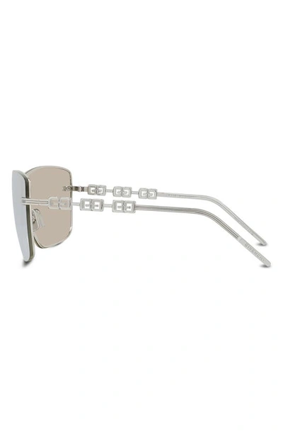 Givenchy 4gem Rectangular Sunglasses In Shiny Palladium / Smoke Mirror