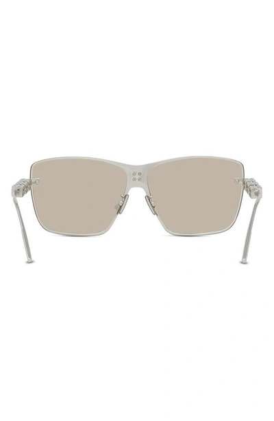 Shop Givenchy 4gem Rectangular Sunglasses In Shiny Palladium / Smoke Mirror