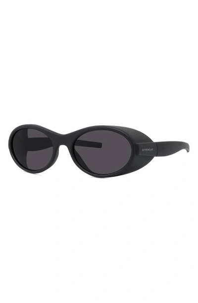 Shop Givenchy Gv Ride 55mm Oval Sunglasses In Matte Black / Smoke