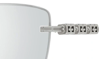 Shop Givenchy 4gem Rectangular Sunglasses In Shiny Palladium / Smoke Mirror