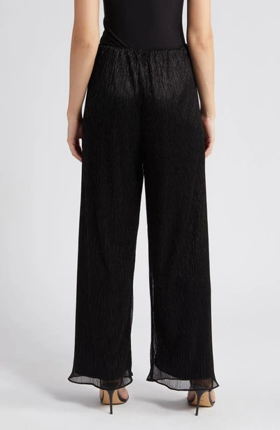 Alex Evenings Layered Metallic Mesh Wide Leg Pants In Black