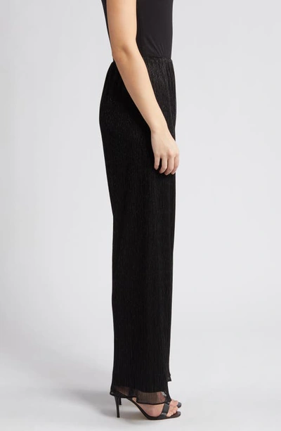 Alex Evenings Layered Metallic Mesh Wide Leg Pants In Black