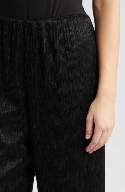 Alex Evenings Layered Metallic Mesh Wide Leg Pants In Black