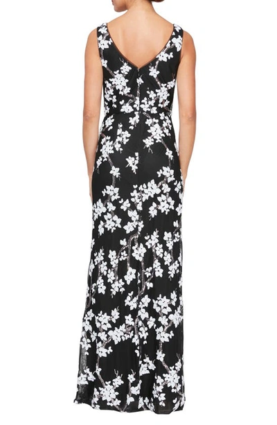 Shop Alex Evenings Sequin Floral Gown In Black White