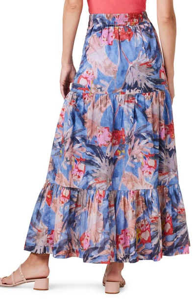 Shop Nic + Zoe Dreamscape Tiered Maxi Skirt In Blue Multi