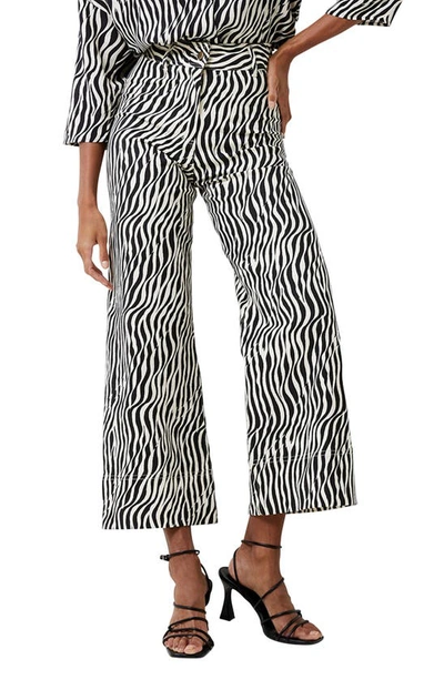 Shop French Connection Seine Atena High Waist Crop Wide Leg Twill Pants In Blackout