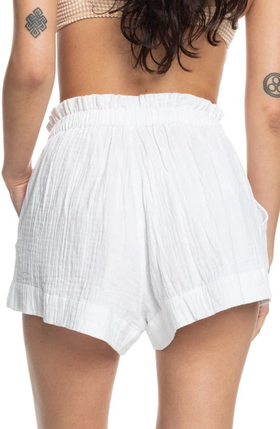 Shop Roxy What A Vibe Cotton Shorts In Snow White