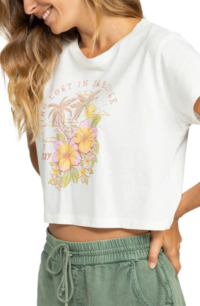 Shop Roxy Hibiscus Paradise Crop Graphic T-shirt In Snow White