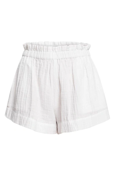 Shop Roxy What A Vibe Cotton Shorts In Snow White