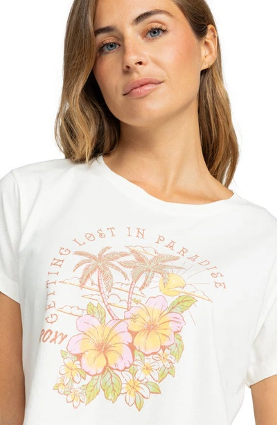 Roxy Hibiscus Paradise Crop Graphic T-shirt In Snow White
