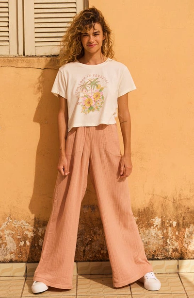 Shop Roxy Hibiscus Paradise Crop Graphic T-shirt In Snow White
