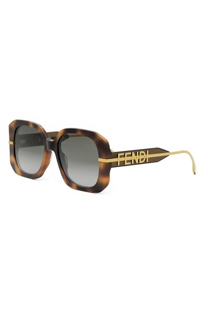 Shop Fendi The Graphy 55mm Geometric Sunglasses In Havana / Gradient Smoke