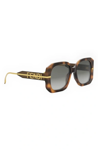 Shop Fendi The Graphy 55mm Geometric Sunglasses In Havana / Gradient Smoke