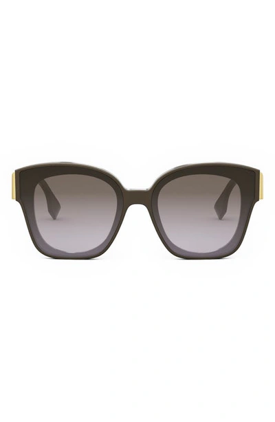 Shop Fendi The  First 63mm Oversize Square Sunglasses In Shiny Dark Brown / Brown