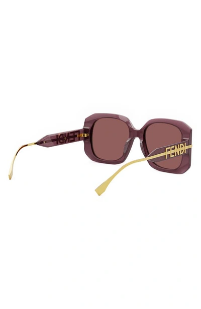 Shop Fendi The Graphy 55mm Geometric Sunglasses In Shiny Violet / Bordeaux