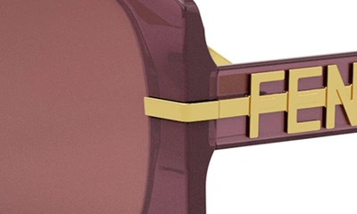 Shop Fendi The Graphy 55mm Geometric Sunglasses In Shiny Violet / Bordeaux