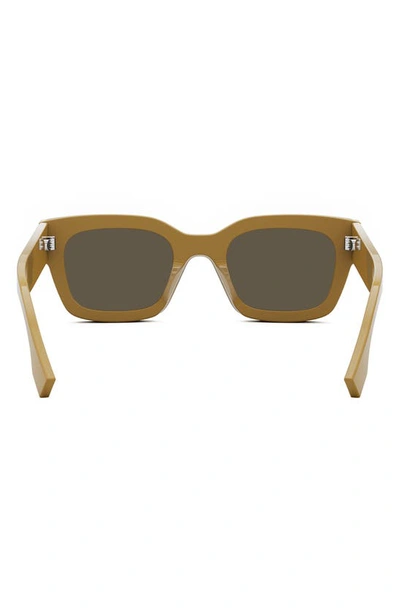 Shop Fendi Signature 50mm Rectangular Sunglasses In Shiny Yellow / Brown