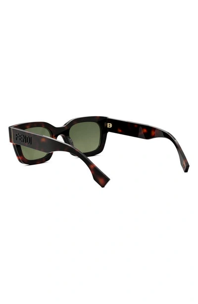 Shop Fendi Signature 50mm Rectangular Sunglasses In Red Havana / Green