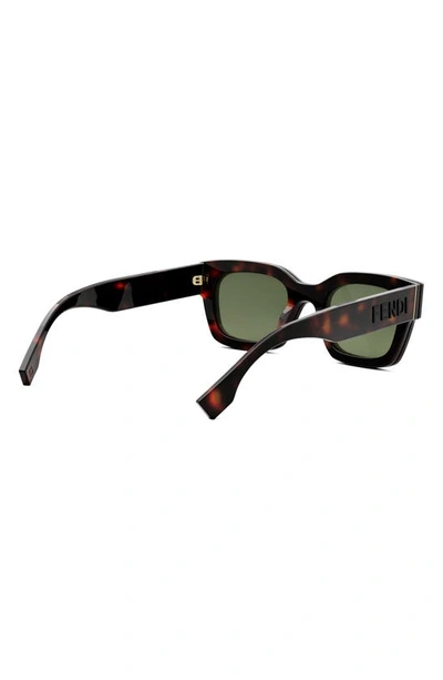 Shop Fendi Signature 50mm Rectangular Sunglasses In Red Havana / Green