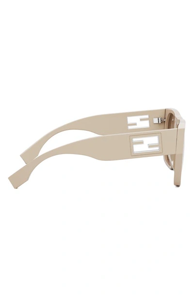 Shop Fendi Baguette 54mm Square Sunglasses In Shiny Beige / Brown