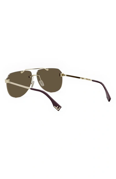 Shop Fendi The  Sky 61mm Pilot Sunglasses In Gold / Brown Mirror