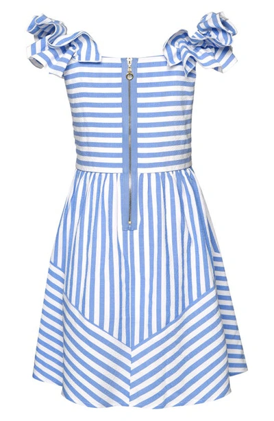 Shop Hannah Banana Kids' Stripe Ruffle Party Dress In Blue/ White