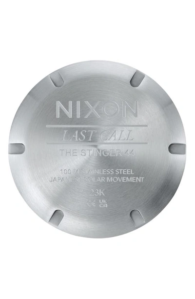 Shop Nixon The Stinger Dive Bracelet Watch, 44mm In Silver / Jade / White