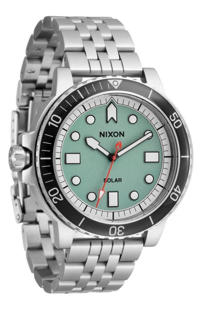 Shop Nixon The Stinger Dive Bracelet Watch, 44mm In Silver / Jade / White