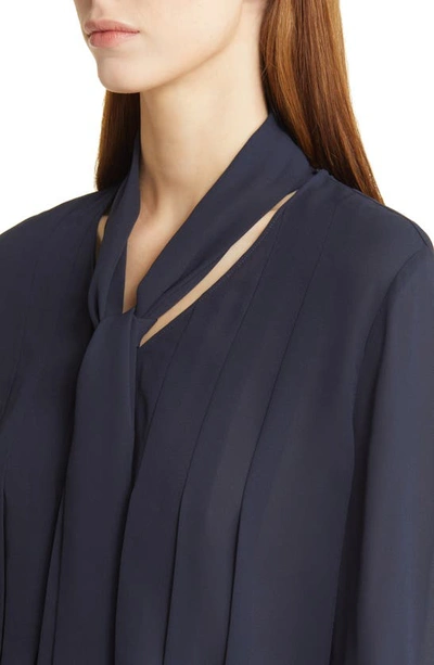 Hugo Boss Bijulia Tie Neck Blouse In Sky Captain